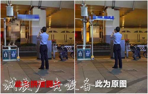 上海市中心一男子赤身裸體指路牌燈箱跨騎路牌拍照，刑拘！警方正告
